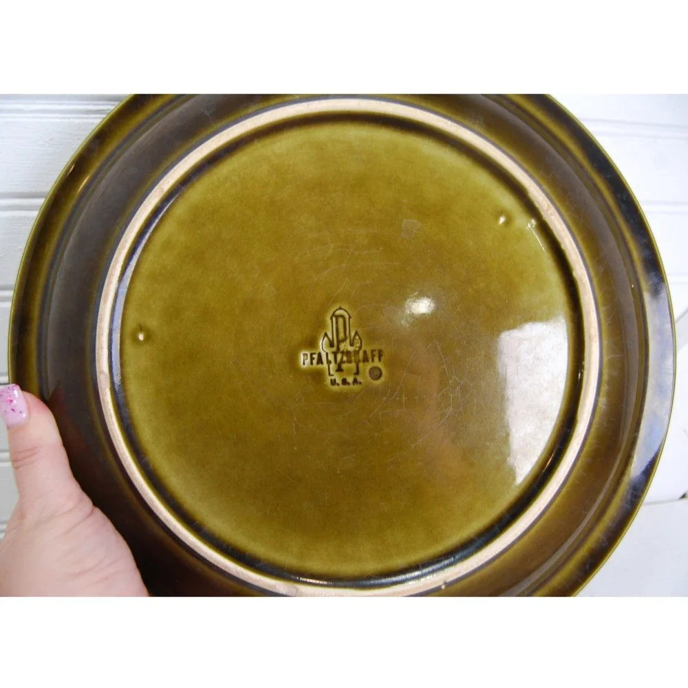 Vintage Pfaltzgraff plate Copper Green‎ Drip Glaze set of two Stoneware 10'